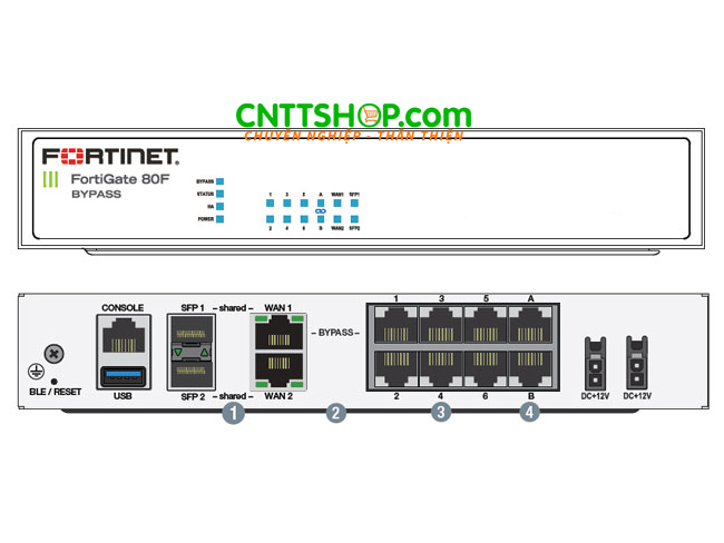 FG-80F-BYPASS Firewall Fortigate 80F-BYPASS Series 8 port 1GE RJ45 ports