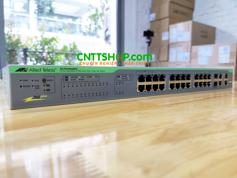 Switch Allied Telesis AT-FS750/28PS 24-port 10/100TX + 2 10/100/1000T + 2 1000T/ SFP combo ports and PoE