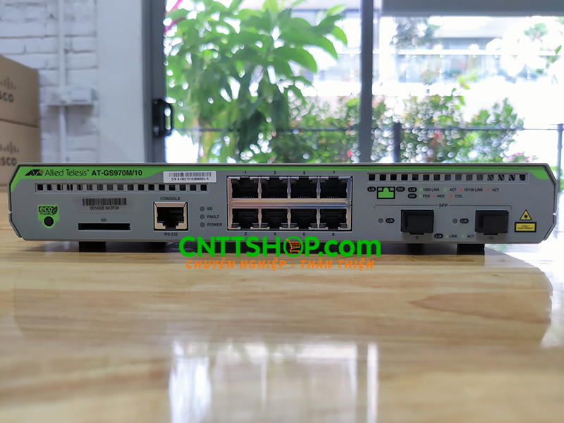 Switch Allied Telesis AT-GS970M/10 L3 switch with 8 x 10/100/1000T, 2x 100/1000X SFP ports