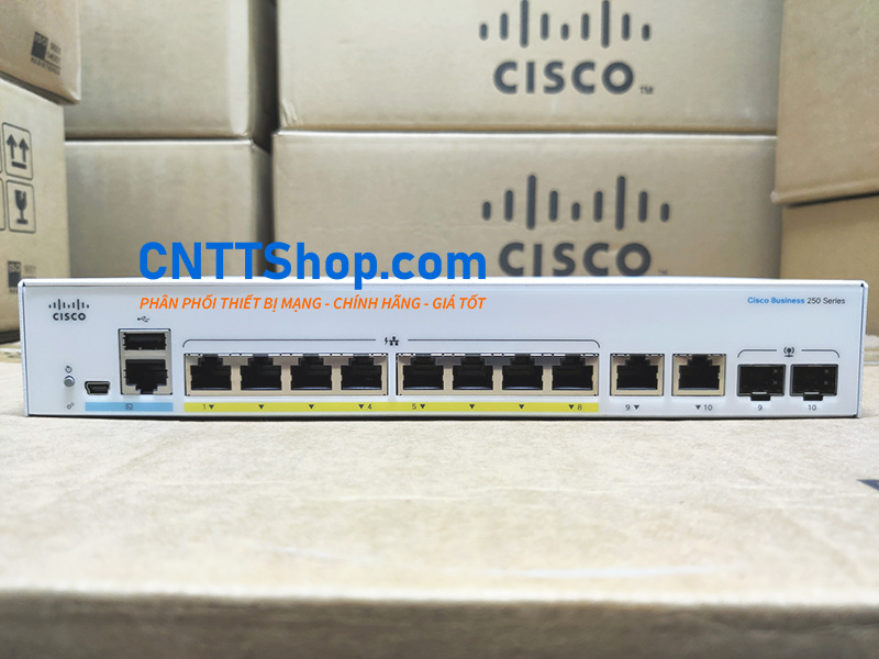 Switch Cisco CBS250-8P-E-2G-EU 8GE PoE+ 67W 2GE uplink combo
