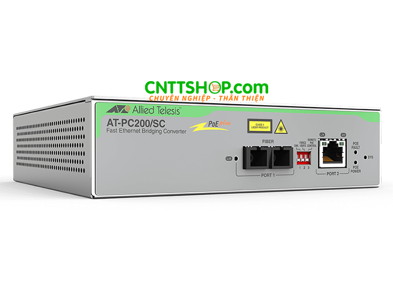 Converter quang Allied Telesis AT-PC200/SC 100T PoE+ to 100FX/SC Fiber